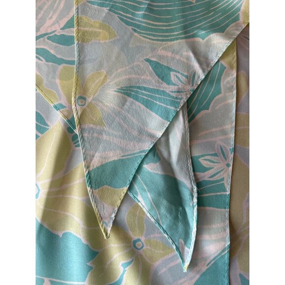 Vintage Floral Turquoise & Lime Green Sheer Scarf - Picture 3 of 3